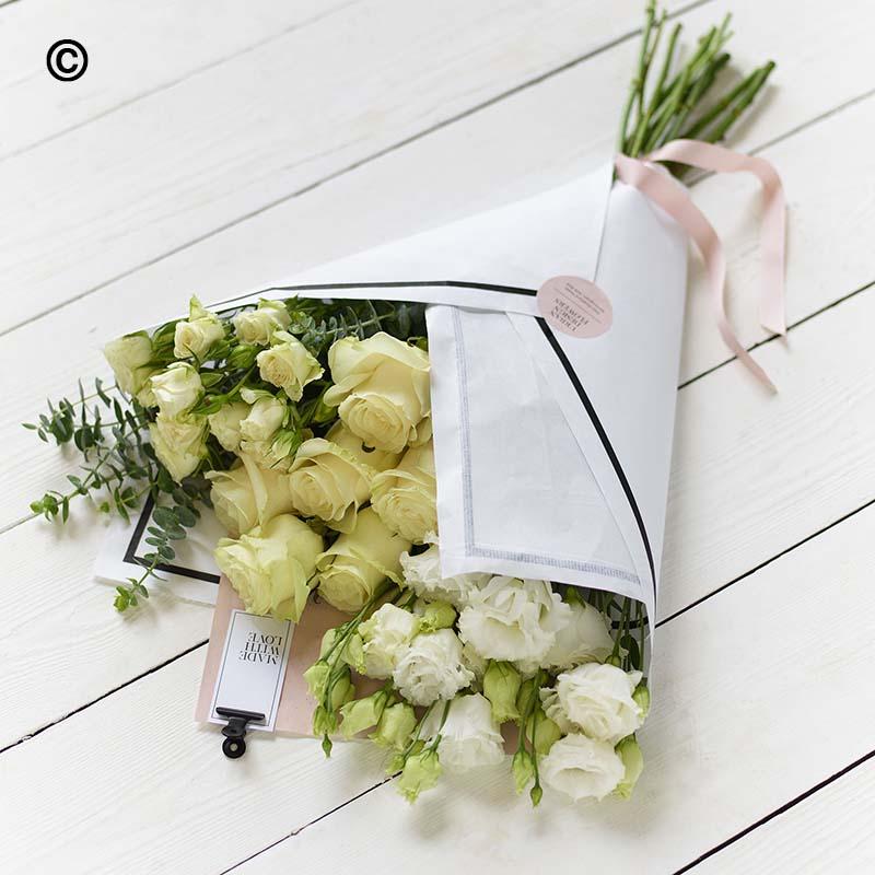 Simple Elegance White Rose & Lisianthus Bouquet