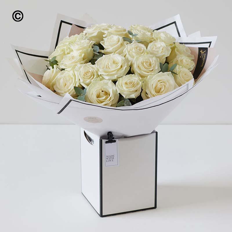 Classic White Rose Bouquet in Gift Box
