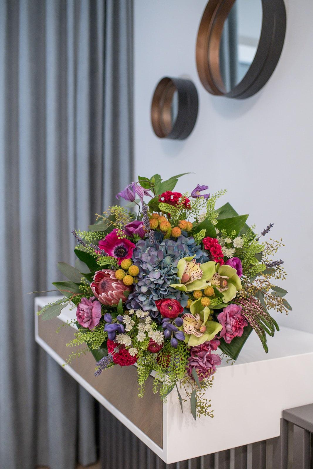 Enchanting Purple & Green Hydrangea and Orchid Bouquet